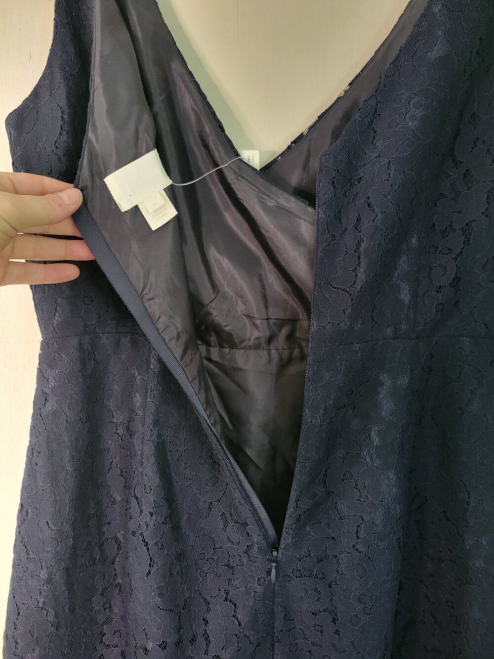 J.Crew NWT Navy Gathered Lace Sheath Wedding Guest Chic Cocktail Dress Sz 6 - Picture 9 of 16